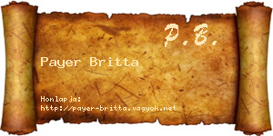 Payer Britta névjegykártya